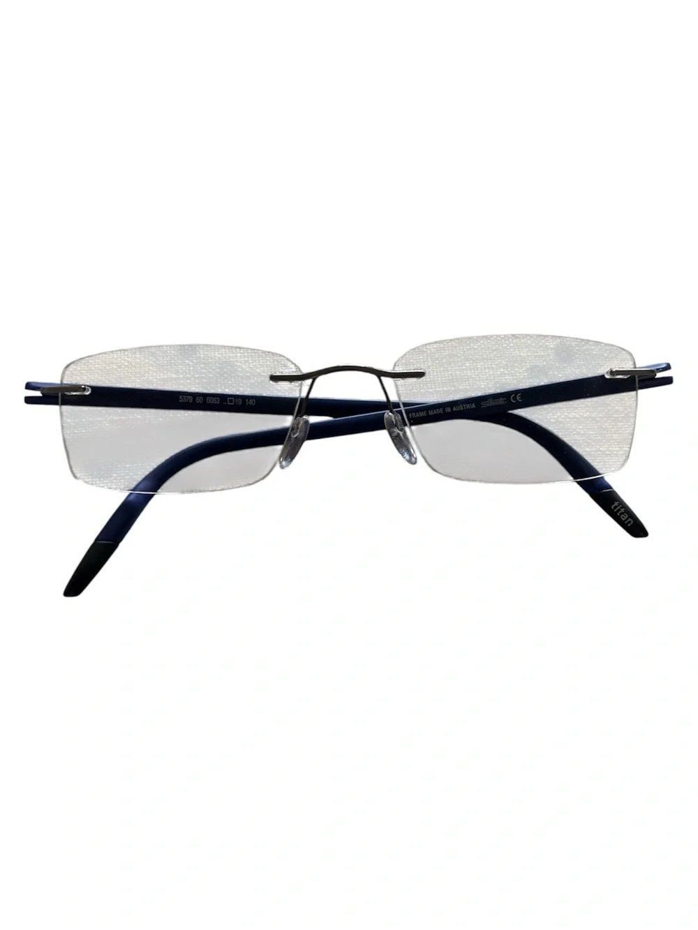 Silhouette Rimless Blue and Silver Glasses
